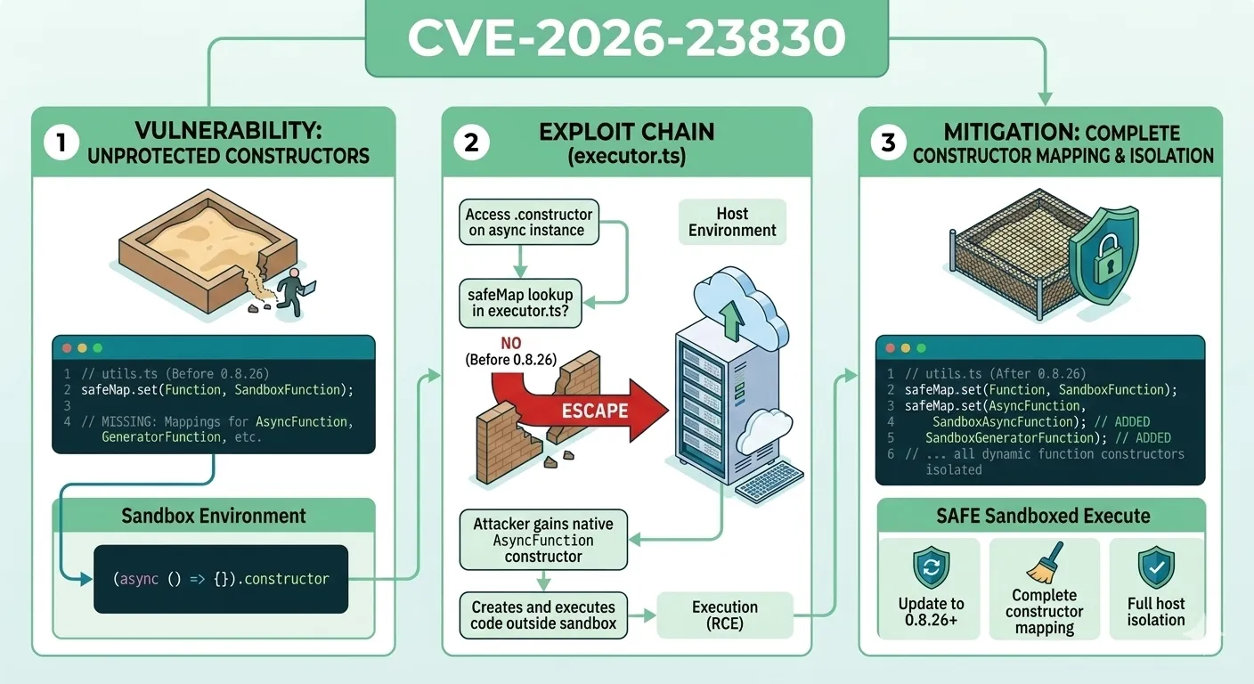 CVE-2026-23830: SandboxJS Sandbox Escape via AsyncFunction